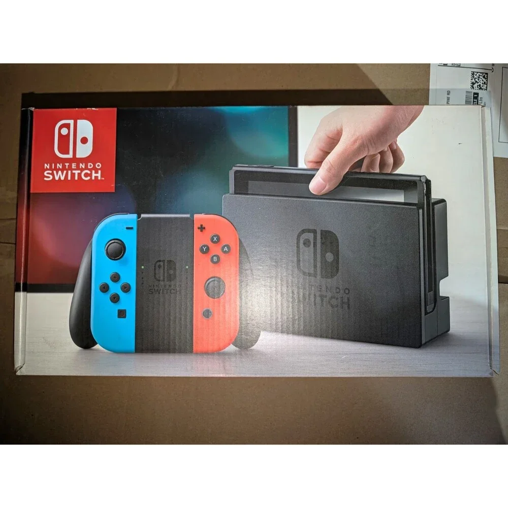 Nintendo Switch Console Black w/ Neon Blue / Red Joy-Con + Box - EMPTY BOX ONLY